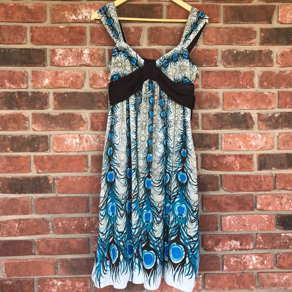 Robbie Bee Peacock print dress, size 8